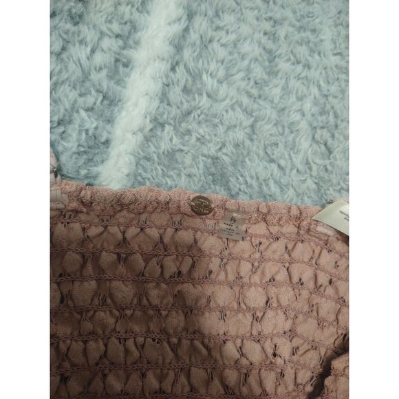 Free People Embroidered Lace Top Blush Small Feminine Boho Cottagecore - Picture 7 of 7